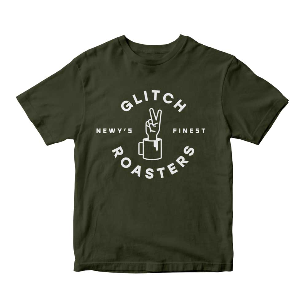 Glitch Roasters Logo Army Green Tee